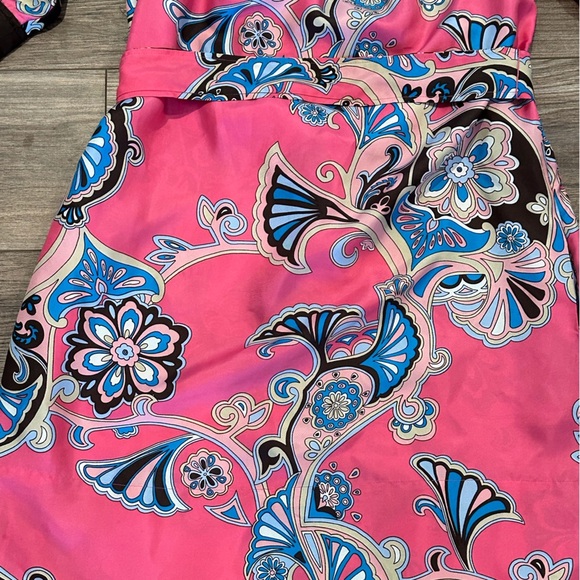 Banana Republic Pink and Blue Paisley Square Neck Dress with Tie Size Small - Picture 4 of 9